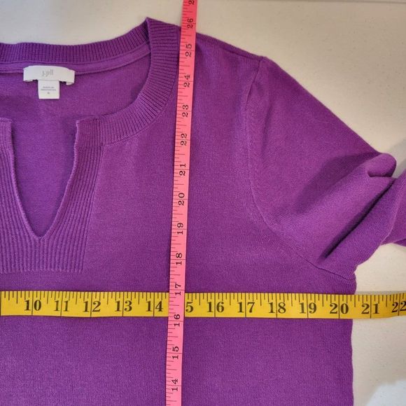 J Jill Sweater Womens M Purple Vneck Knit Pullover Fairy Colorful Mature Warm - Picture 9 of 10
